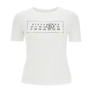 Numeriek Logo T-shirt met Zeven MM6 Maison Margiela , White , Dames