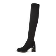 Stijlvolle Suede Over-De-Knie Laarzen Cesare Gaspari , Black , Dames