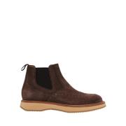 Mocha Calfskin Harbour Elastic Ankle Boots Lottusse , Brown , Heren