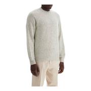 Cashmere Mouliné Crew Neck Pullover Brunello Cucinelli , Gray , Heren