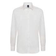 Slim Fit Wit Pinpoint Katoenen Overhemd Boggi Milano , White , Heren