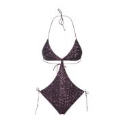 Paarse Paillet Badpak Oseree , Purple , Dames