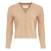 Bruine Wol V-Hals Cardigan Sweater Maison Margiela , Brown , Dames