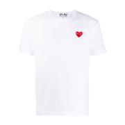 Wit Logo Geborduurd T-shirt Comme des Garçons Play , White , Heren