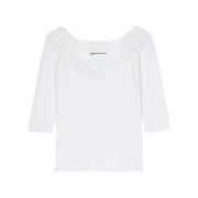 Geribbelde Boothals Top D.Exterior , White , Dames