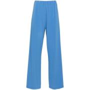 Blauwe Jersey Straight Broek Le Tricot Perugia , Blue , Dames