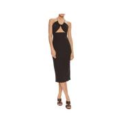 Elegante Zwarte Jurk Klassiek Verfijnd Calvin Klein , Black , Dames