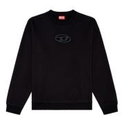 Zwarte Oval D Sweatshirt Geribbelde Boorden Diesel , Black , Heren