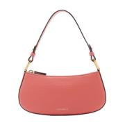 Elegant Baguette Style Leather Crossbody Coccinelle , Pink , Dames