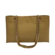 Pre-owned Leather totes Chanel Vintage , Beige , Dames