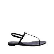 Klassieke Leren Sandalen Saint Laurent , Black , Dames