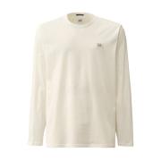 Lange Mouw Logo Print Jersey T-shirt C.p. Company , White , Heren