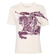Equestrian Knight Design T-shirt Wit Burberry , White , Dames