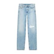 Blauwe Losse Regular Straight Jeans Diesel , Blue , Heren