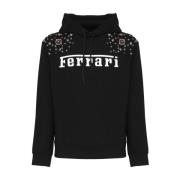 Zwarte hoodie met contrasterend logo Ferrari , Black , Heren