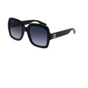 Vierkante Zonnebril Zwart Blauw Getint Gucci , Black , Dames