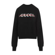 Zwart Multicolor Crewneck Sweater Gucci , Black , Dames