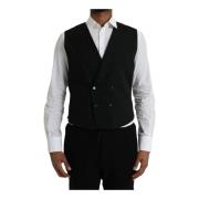 Dubbelbreasted wollen formele vest Dolce & Gabbana , Black , Heren