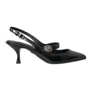 Zwarte Leren Versierde Slingback Schoenen Dolce & Gabbana , Black , Da...