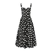 Polka Dot Midi Jurk Zwart Dolce & Gabbana , Black , Dames