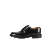 Geborsteld leren derby schoenen met ronde neus Barrett , Black , Heren