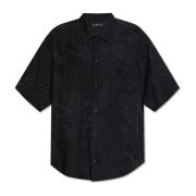 Zijden overhemd met zak Balenciaga , Black , Heren