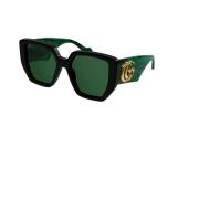 Vierkante zwarte zonnebril met groene lenzen Gucci , Black , Dames