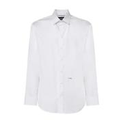 Witte Katoenen Italiaanse Kraag Shirt Dsquared2 , White , Heren
