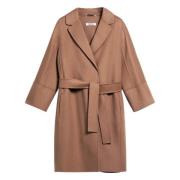 Bruine Wollen Jas Kimono Stijl Max Mara , Brown , Dames