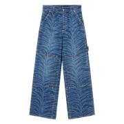 Tijgerpatroon Hoge Taille Jeans Stella McCartney , Blue , Dames