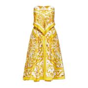 Jurk met 'Majolica' print Dolce & Gabbana , Yellow , Dames