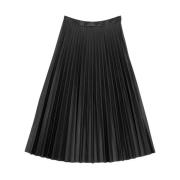 Zwarte Midi Rok met Geplooid Ontwerp MM6 Maison Margiela , Black , Dam...