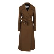 Pure Wol Double-Breasted Jas Jil Sander , Brown , Dames