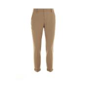 Kameel Wolmix Slim Fit Broek Dondup , Brown , Heren