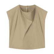 Katoenen top met gedrapeerde halslijn Aeron , Green , Dames