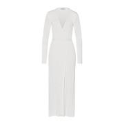 Viscose Wrap Jurk met Onregelmatige Brei IVY OAK , White , Dames