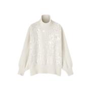 Paillet Hoge Hals Wol Trui Ermanno Scervino , White , Dames