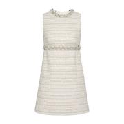 Kristalversierde Tweed Jurk Valentino , White , Dames