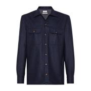 Stijlvolle Herenshirts Collectie Brunello Cucinelli , Blue , Heren