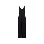 Naia Acetaat Wijde Pijpen Jumpsuit IVY OAK , Black , Dames