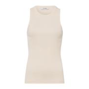 Comfortabele Katoenen Tanktop in Amandel Wit IVY OAK , White , Dames