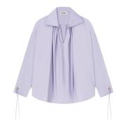 Katoenen blouse met V-hals en draperieën Aeron , Purple , Dames