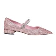 Glitterige Roze Ballerina Sandalen Jimmy Choo , Pink , Dames