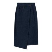 Denim wikkel midi rok met ring Aeron , Blue , Dames