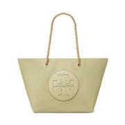 Ella Chain Nylon Tote Tas Tory Burch , Beige , Dames