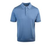 Blauw Polo Shirt Geribbelde Kraag Semi-Doorschijnend Paolo Pecora , Bl...