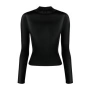 Zwarte Second Skin Mockneck Sweater Courrèges , Black , Dames