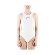 Geribbeld Geborduurd Bodysuit Disclaimer , White , Dames