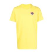 Rood Hart Logo T-shirt Moncler , Yellow , Heren