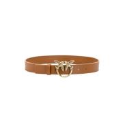 Zijden Leren Love Birds Riem Pinko , Brown , Dames